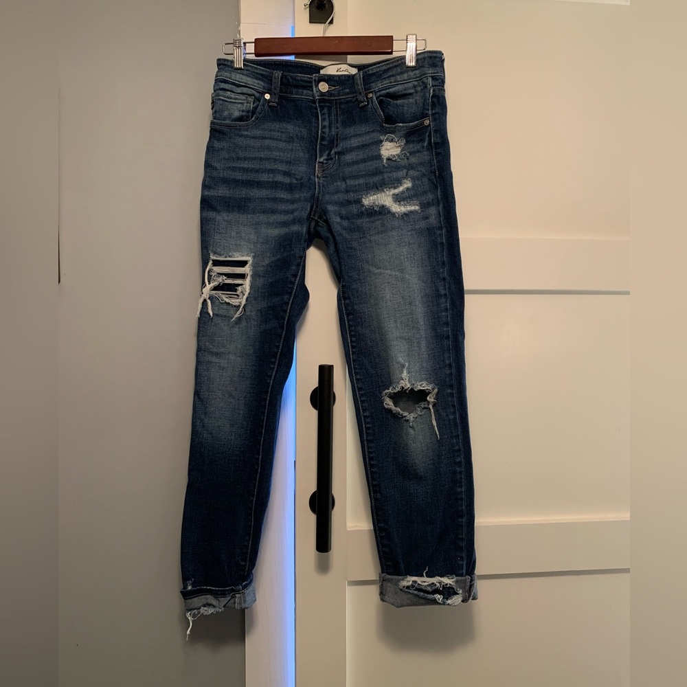 KanCan Medium Blue Ripped Cropped Jeans